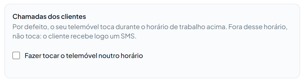 Definições → Chamadas dos clientes.